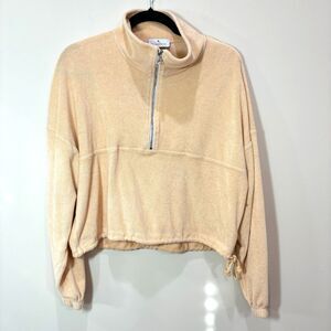 Gil Rodriguez Diana Terry Half-Zip Sweatshirt XS Yellow Cropped Athleisure